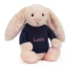 Bashful Blush Bunny with Personalised Navy Jumper