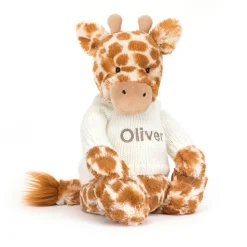 Bashful Giraffe with Personalised Cream Jumper