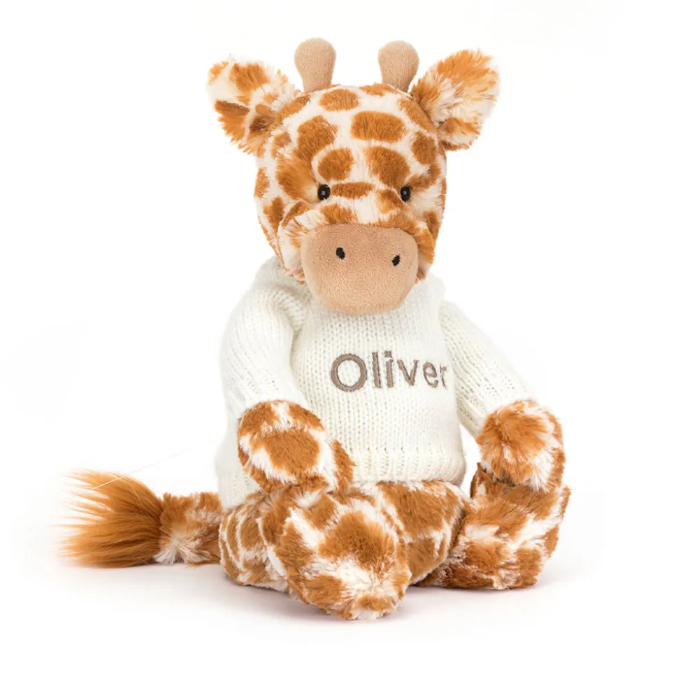 Bashful Giraffe with Personalised Cream Jumper