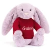 Bashful Lilac Bunny with Personalised Red Jumper