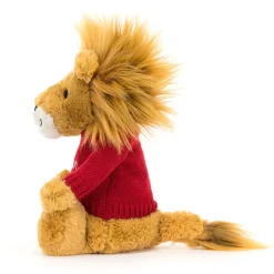 Bashful Lion with Personalised Red Jumper