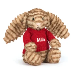 Bashful Luxe Bunny Juniper with Personalised Red Jumper