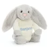 Bashful Silver Bunny with Personalised Cream Jumper