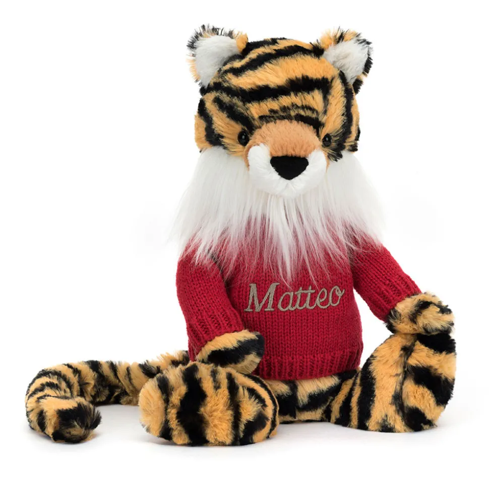 Bashful Tiger with Personalised Red Jumper