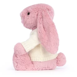 Bashful Tulip Pink Bunny with Personalised Cream Jumper