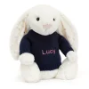 Bashful Twinkle Bunny with Personalised Navy Jumper
