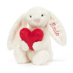 Personalised Bashful Red Love Heart Bunny Medium